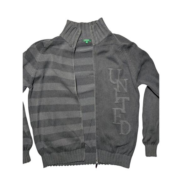 Vintage United Colors of Benetton Full Zip Knit‎ Sweater Jacket Gray XL Italy - Picture 6 of 13
